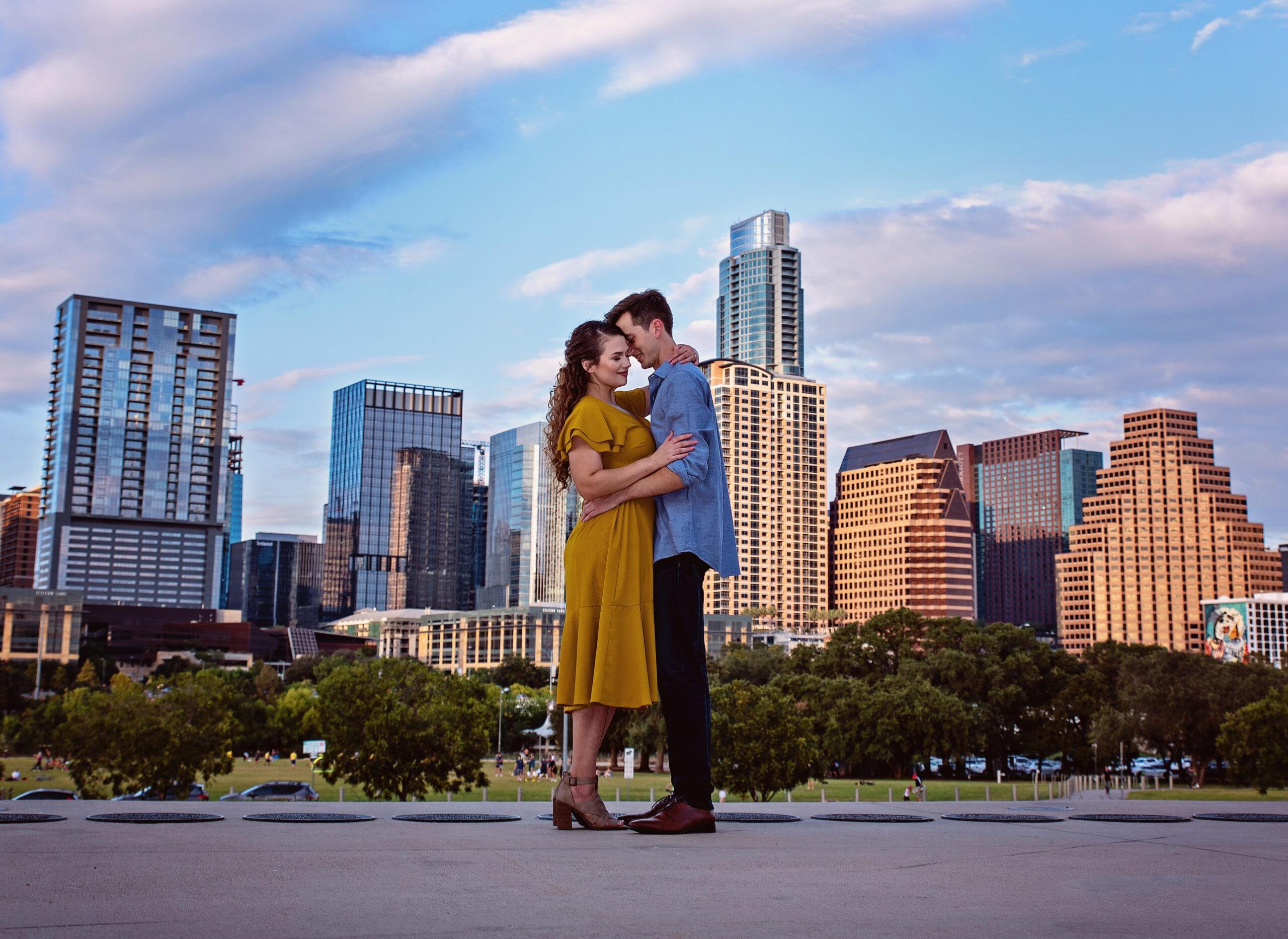 An engagement session in downtown Austin